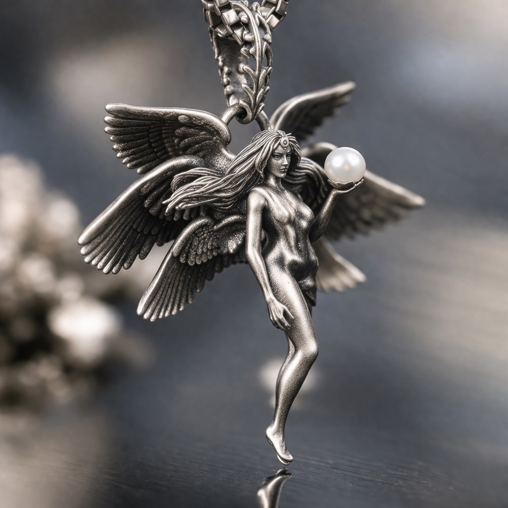 Six Winged Seraphim~ Archangel Angel Fairy Goddess Pearl Orb Grace Soul Necklace